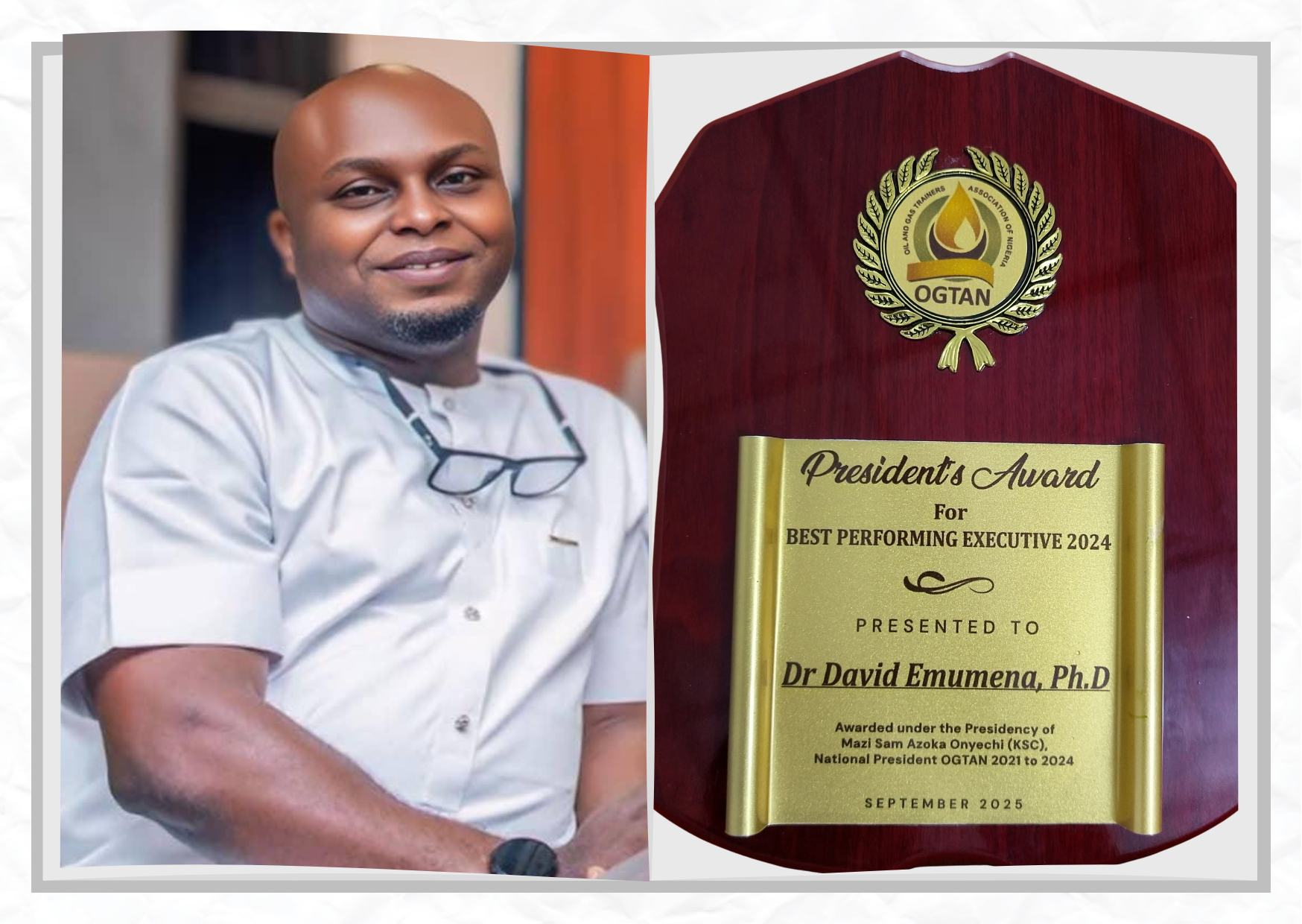 Dr. David E. Emumena receives the OGTAN President’s Special Award